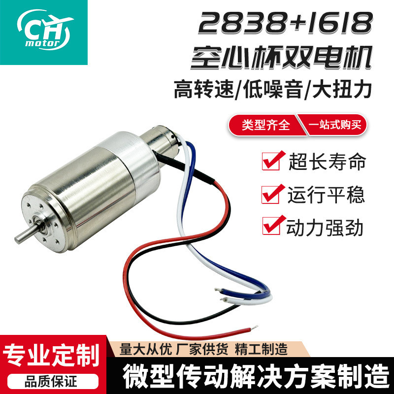 2838+1618 Hollow Cup Dual Motor Electric Clipper แปรงสีฟันไฟฟ้า Hand-Cranked Generator Hollow Cup Du