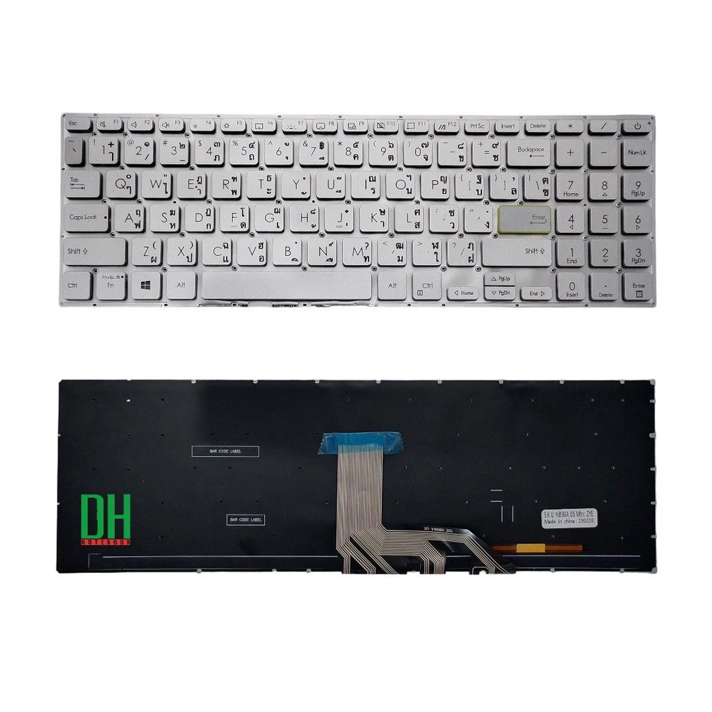 อะไหล่ แป้นพิมพ์ คีย์บอร์ดโน๊ตบุ๊ค ASUS VivoBook S15 S531 S531F S531FA S531FL  Laptop Keyboard มีไฟ 