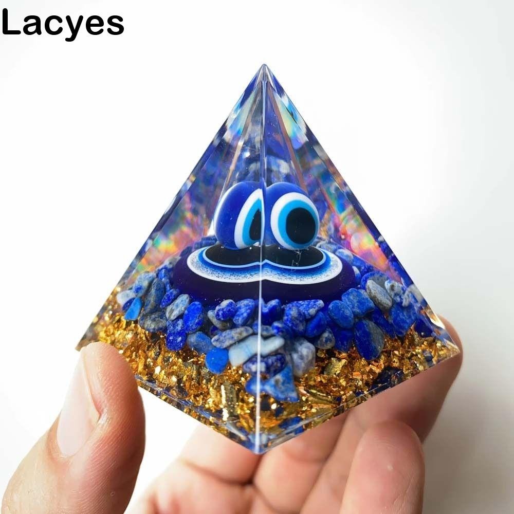 LACYES ตุ๊กตาพีระมิด, Energy Orgone คริสตัลหิน Evil Eye เครื่องประดับ, Art Carfts Fortune Lucky Drop กาวเรซิ่น Evil Eye พีระมิดตกแต่งงานฝีมือ