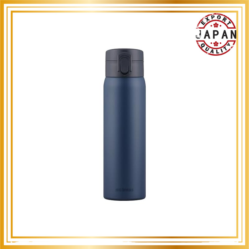 Iris Ohyama Vacuum Insulated Water Bottle 500ml, Keeps Drinks Hot or Cold for 6 Hours, One-Touch Ope