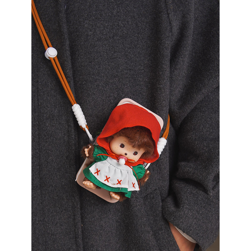 [คลังสินค้าพร้อม] Monchhichi Red Hat Cute Doll Phone Case Decorative