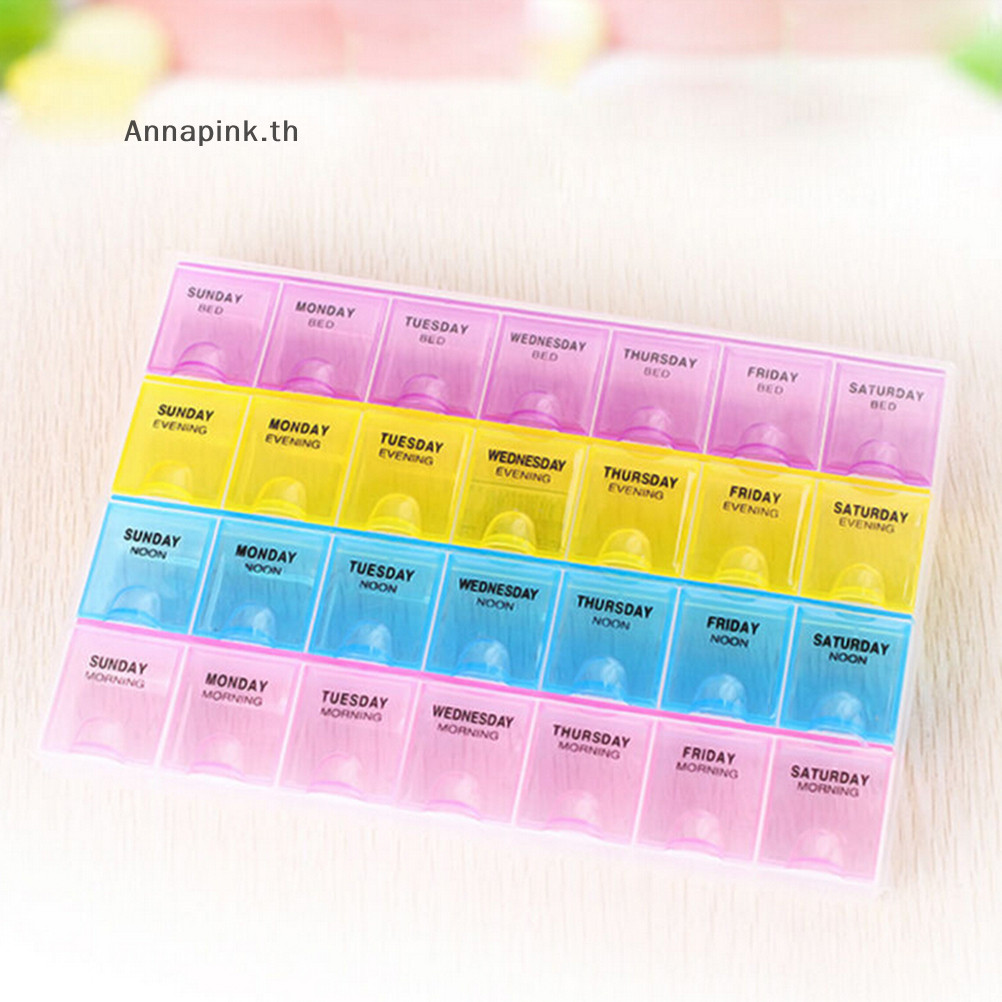 Annapink.th Weekly 7 Days Tablet Pill Box Holder Medicine Storage Organizer Case Container EN