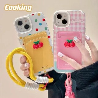 เคสโทรศัพท์สําหรับiphone 15 14 13 12 11 Pro Max Plus X Xr XS Max 7 8 Plusสาวน่ารักเพื่อนที่ดีที่สุด 3Dหลายสีเชอร์รี่Anti Lossสร้อยข้อมือแขวนโซ่เคสโทรศัพท์ปกอ่อน