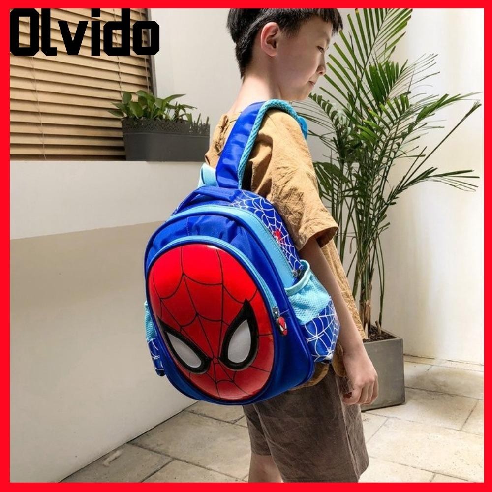 Olvido กระเป๋าเป้สะพายหลังสไปเดอร์แมน,ซูเปอร์ฮีโร่การ์ตูนเปลือกไข่กระเป๋านักเรียนเด็ก,แฟชั่นความจุขนาดใหญ่กันน้ําปรับกระเป๋าเป้สะพายหลังเด็กนักเรียนอนุบาล
