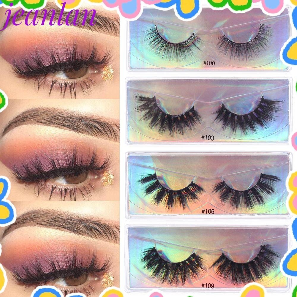Jeanlan ขนตาปลอม Mink Eyelashes Natural Long Lashes น้ําหนักเบา Wispy Fluffy