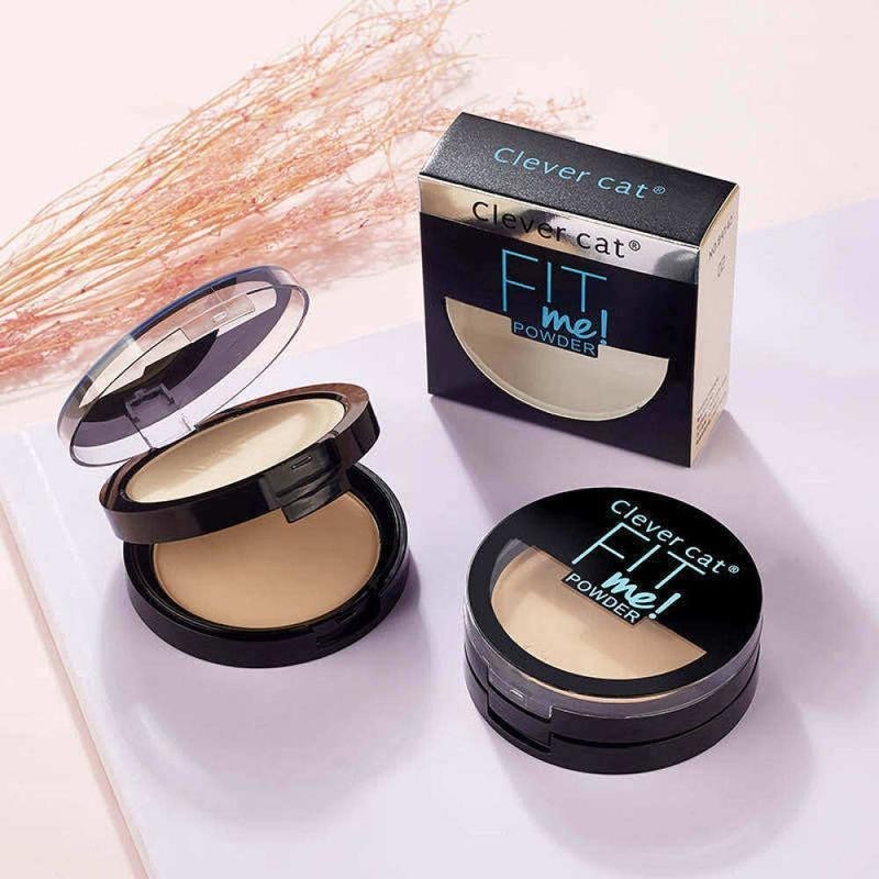 Clever Cat fit me power แป้งพัฟ แป้งผสมรองพื่น 2 ชั้น เหมาะสำหรับผิวทุกสภาพผิว 18 กรัม