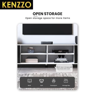พร้อมส่ง KENZZO: ชั้นวางทีวี ตู้วางทีวี ขนาด 5 ฟุต/ 6 ฟุต สไตล์ Minimal เรียบหรู จัดเก็บของได้จุใจ Kimberly TV Cabinet
