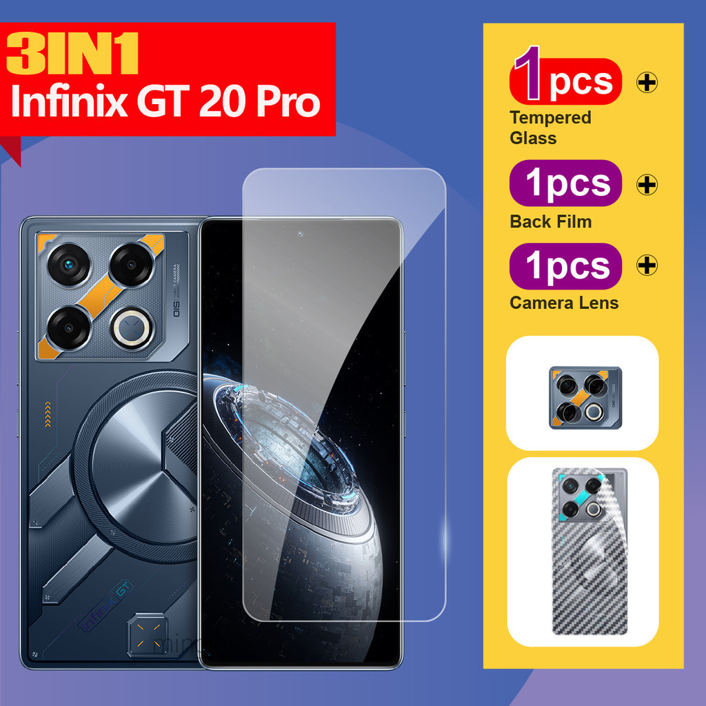 3in1 สําหรับ infinix GT 20 Pro กระจกนิรภัยสําหรับ infinix GT 20 Pro ป้องกันหน้าจอฟิล์มป้องกัน + เลนส