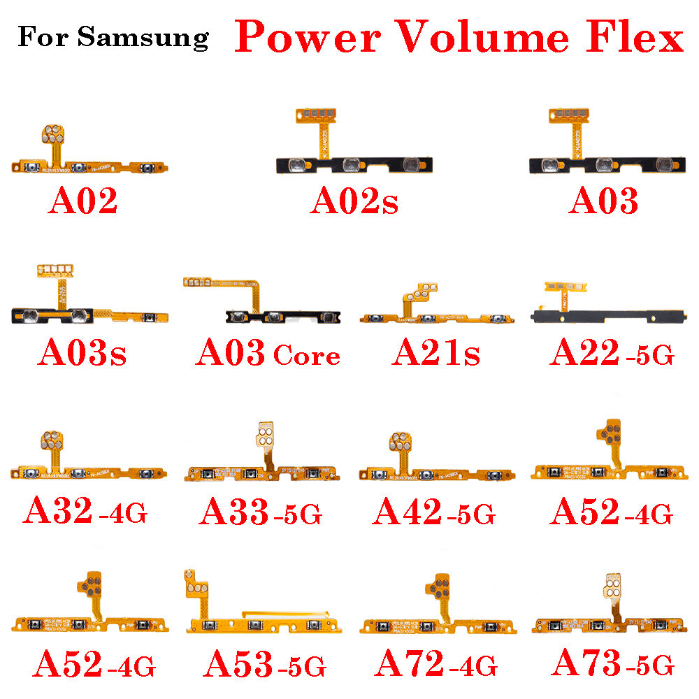 Volume Power Switch On Off ปุ่ม Key Flex สําหรับ Samsung A02 A02S A03 A03S A03 Core A21S A22 A32 A33 A42 A52 A53 A72 A73