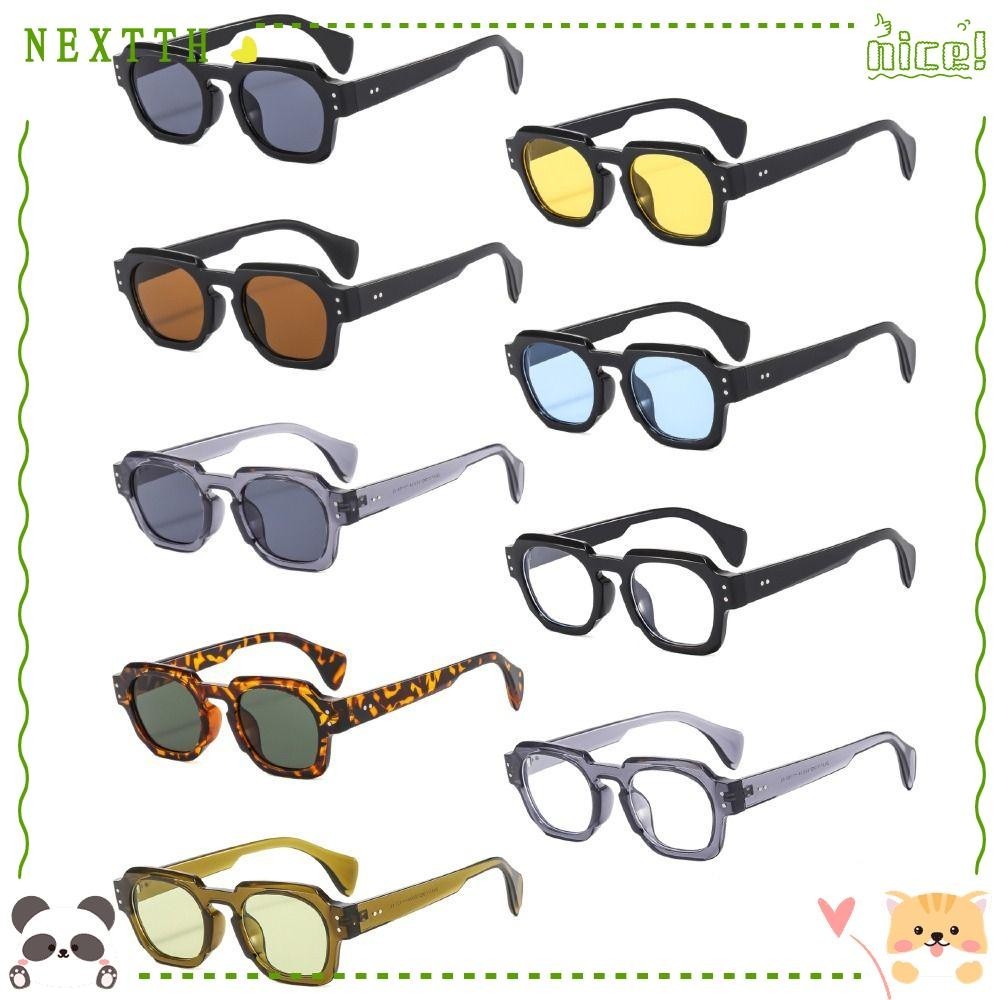 Nextth เฉดสีเล็ก, แว่นกันแดดทรงสี่เหลี่ยมผู้หญิง Punk Y2K, อินเทรนด์ UV400 ป้องกันแว่นตาวินเทจสําหรับชายหาด/เดินทาง/สตรีทแวร์