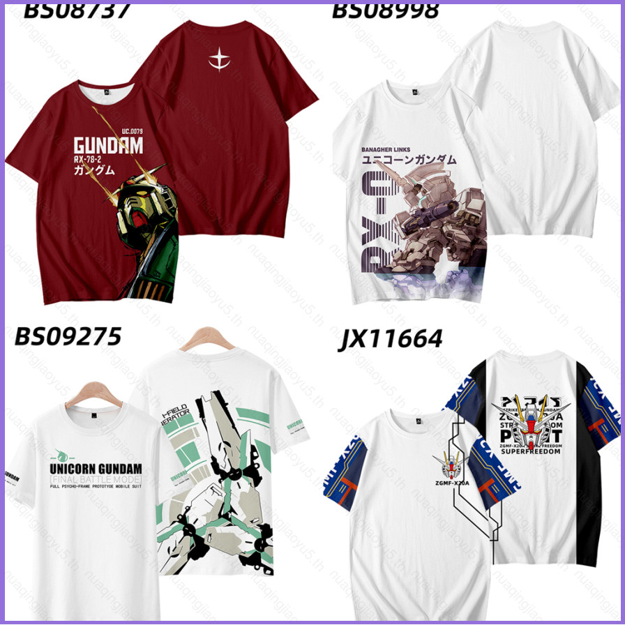 Mobile Suit Gundam Anime Tshirt แขนสั้น Top the Witch จาก Mercury Casual หลวม Unisex Tee แฟชั่นกราฟิ