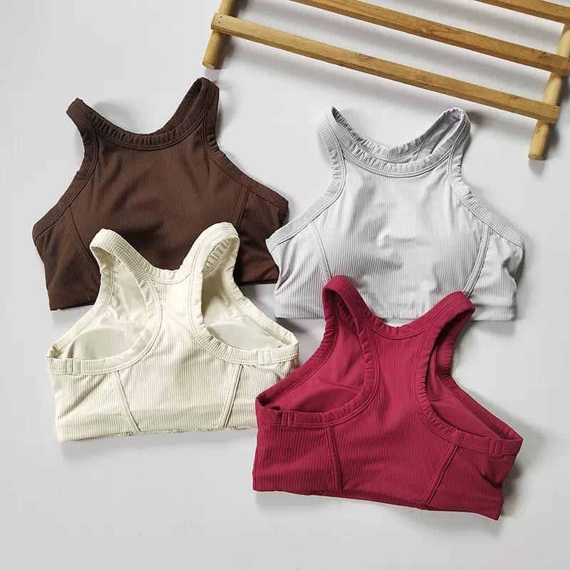 MAGIEYOGASprots Bra Ribbed Gathering High Strength Gym Wear Pilates Fitness