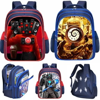 กระเป๋านักเรียนเด็ก Skibidi Toilet ลายการ์ตูน 3D กระเป๋าเป้ส…