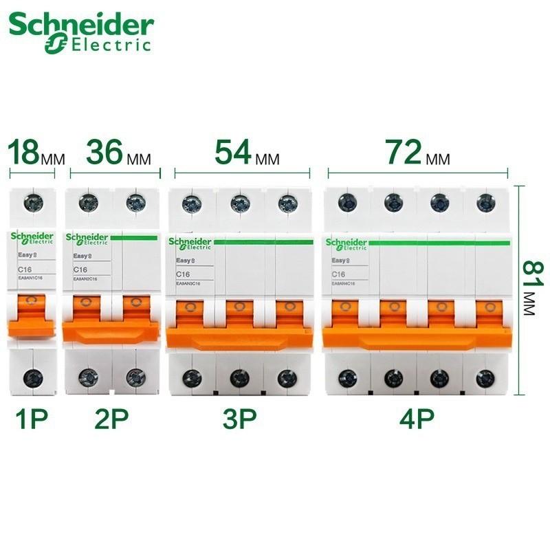 ✩Schneider electric Mini Disjuntor Easy 9 breaker EA9AN circuit 1p 2p 3p 4p C type 6A 10A 16A 20A 25