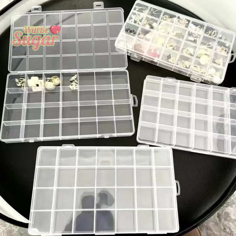 [WillBesugarT] 24 ช่องกล่องเก็บเล็บอุปกรณ์ตกแต่งเล็บกล่องเก็บที่ถอดออกได้ตารางเล็บRhinestoneกล่องเครื่องประดับอุปกรณ์เสริม [ใหม่]