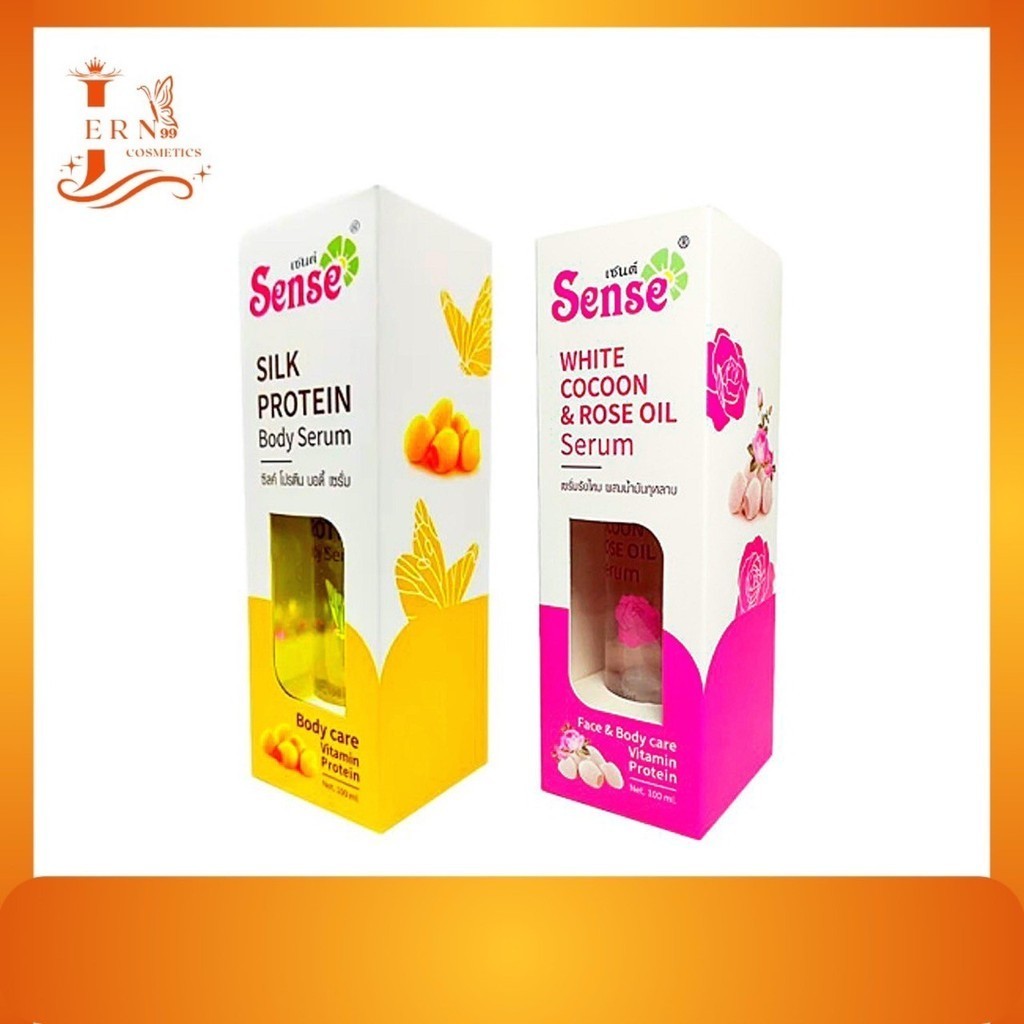 Sense เซนต์ ซิลค์ โปรตีน บอดี้ เซรั่ม & เซรั่มรังไหม ผสมน้ำมันกุหลาบ บำรุงผิวใช้ได้บ่อยครั้ง ไม่ต้อง