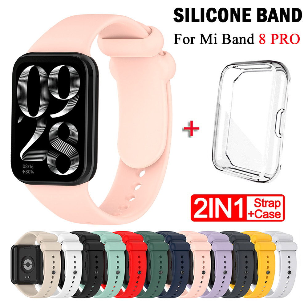สายรัด + เคสสําหรับ Xiaomi Mi Band 8 Pro สายรัดสมาร์ท Band เคสป้องกันสายรัดข้อมือซิลิโคนสร้อยข้อมือสําหรับ Miband 8Pro