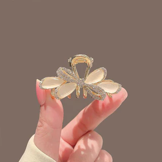 โบว์โอปอล Rhinestone ระดับไฮเอนด์ประณีตผมครึ่งผูกผมอารมณ์ Elegant G