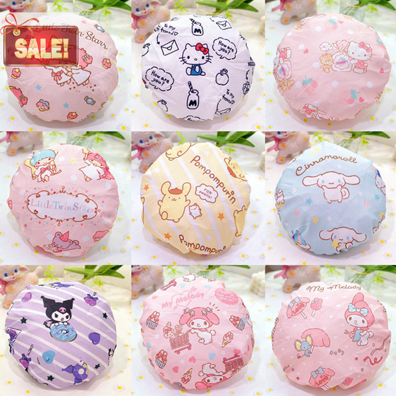 Bl Sanrio Hello Kitty Double-Layer หนาขนาดใหญ่ผู้ใหญ่หมวกอาบน้ํา Melody Cinnamoroll Kuromi Wash Care หมวกหมวกอาบน้ําหมวกกันน้ํา A