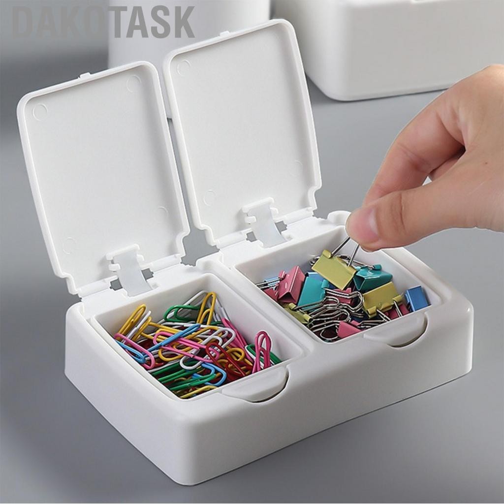 DAKOTASK ผ้าฝ้าย Swab กล่องพลาสติกอเนกประสงค์ 2 ตารางแบบพกพาผม Tie คอนเทนเนอร์ Pop Up ฝาครอบกันฝุ่นสำหรับ Office