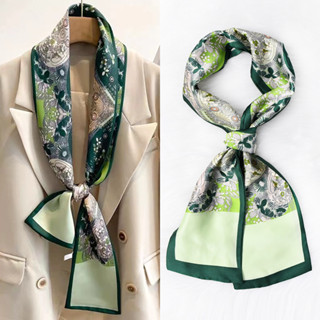 ยาวเรียบง่ายพิมพ์ผู้หญิงผ้าพันคอผ้าไหม Neckerchief