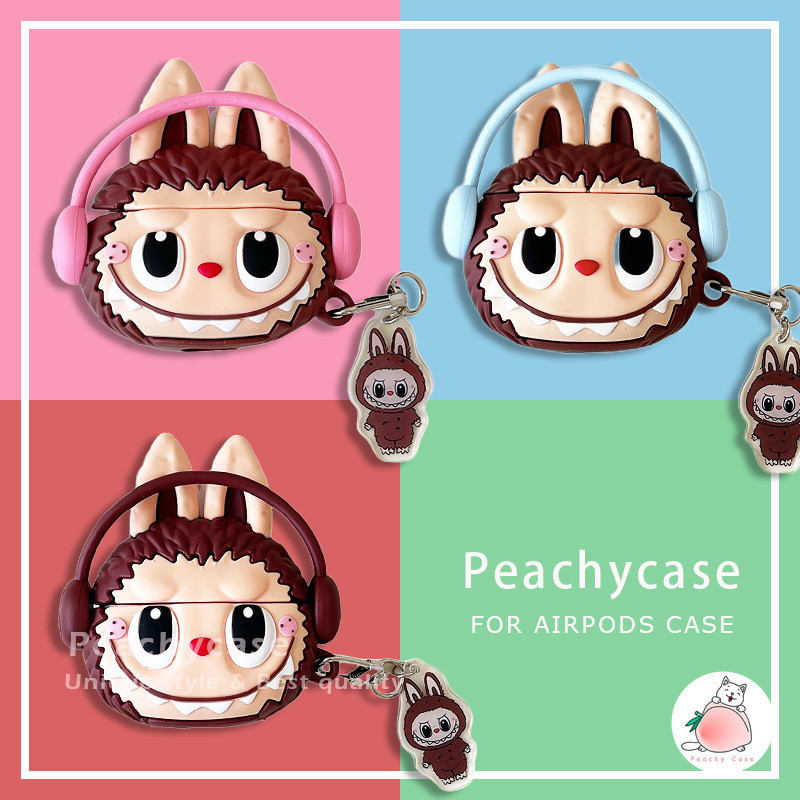 แฟชั่น Popmart หูฟัง Labubu ซิลิโคนไร้สายบลูทูธหูฟังป้องกันกรณีใช้งานร่วมกับ Airpods 1 2 3 Pro Pro2 airpods3 พร้อมจี้มอนสเตอร์ Anti-drop ชุดหูฟังปลอก