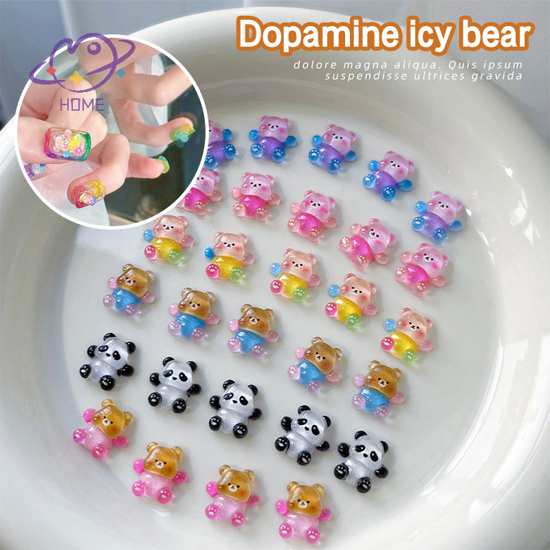 [mayhome] 10 ชิ้นการ์ตูนสามมิติหมีเล็บ Paing เรซิ่นตกแต่งอุปกรณ์เสริมเล็บแพทช์เล็บเพชร {TH}