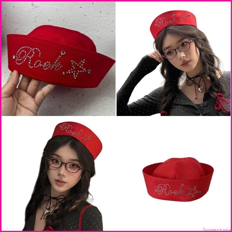 Boom Rhinestones กัปตันหมวกกะลาสีหมวกเพื่อนเจ้าสาวสําหรับ Masquerades Party งานแต่งงาน Supply Dress up Theme Party