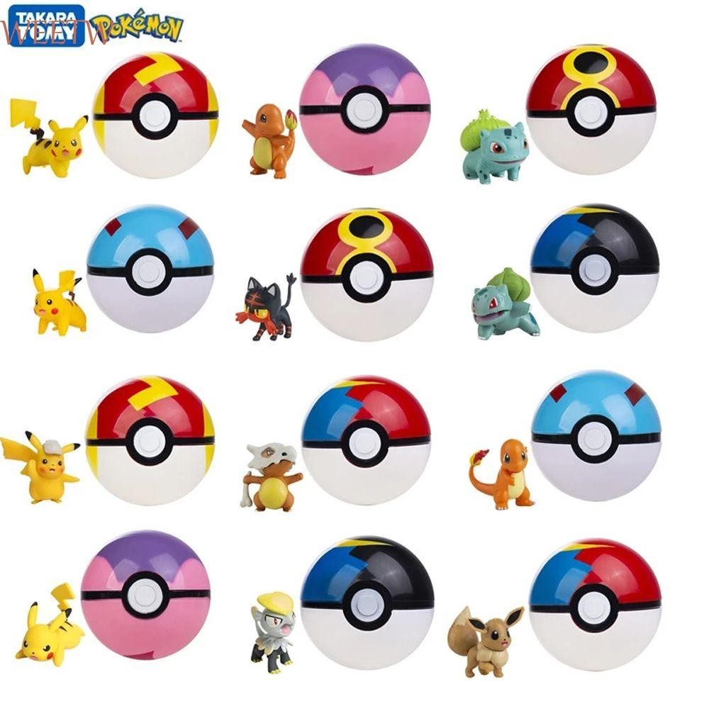 Weekw Pokemon Elf Ball Squirtle ของเล่นเด็ก Variant ของเล่นกระเป๋า Charmander Eevee Pikachu Elf Ball