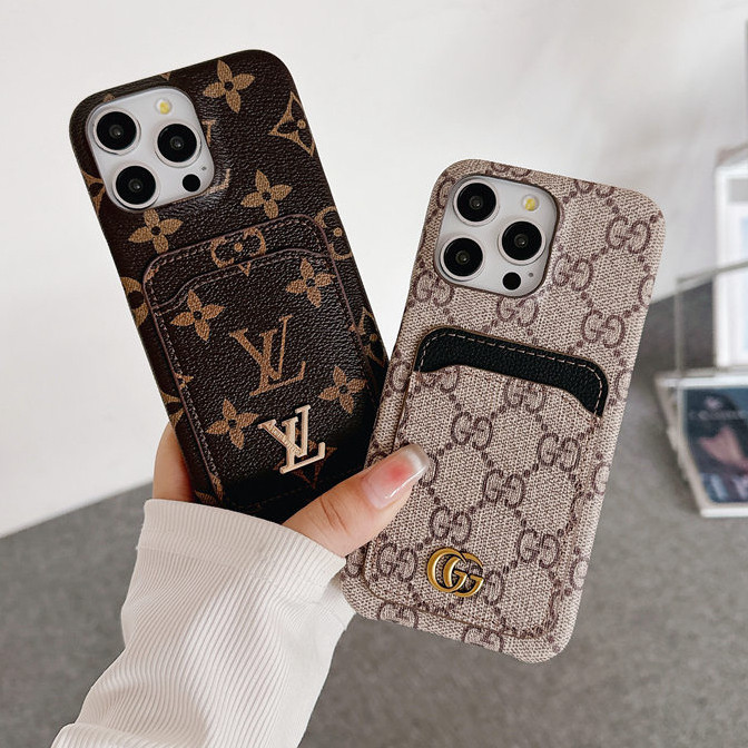 แบรนด์หรูแฟชั่นช่องใส่การ์ดสามขอบป้องกันกรณีสําหรับiphone 15 Pro Max 11 12 13 14 Pro Max 15 Pro 11 Pro Maxกระเป๋าสตางค์กรณี