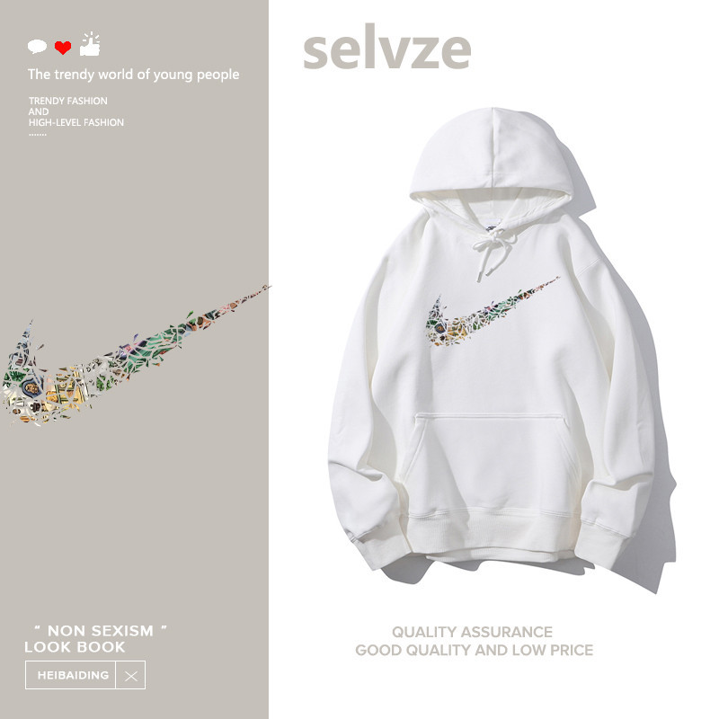 SELVZE（จัดส่งตลอด 24 ชั่วโมง） Printed Hoodies，ตัวอักษรแฟชั่นที่เรียบง่ายพิมพ์บางเสื้อฮู้ดแขนยาว T1910
