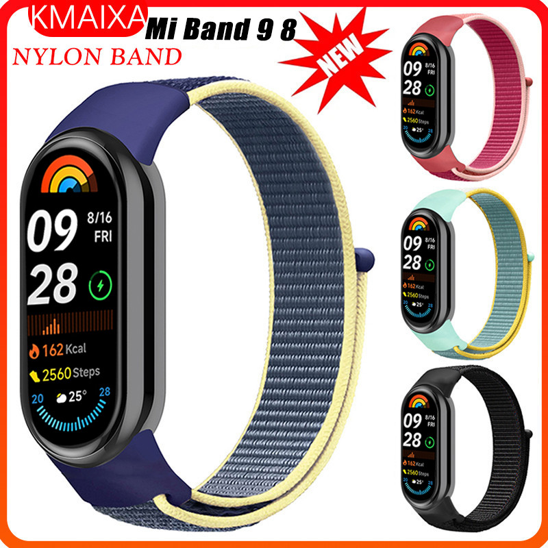 สายรัดห่วงไนลอนสําหรับ Xiaomi Miband 9 8 ไนลอนกีฬาห่วงนาฬิกาสายรัดข้อมือ Pulsera Mi Band 9 8 สายรัดข้อมือสําหรับ Xiaomi สมาร์ทนาฬิกา Mi Band 9 8 นาฬิกาอุปกรณ์เสริม