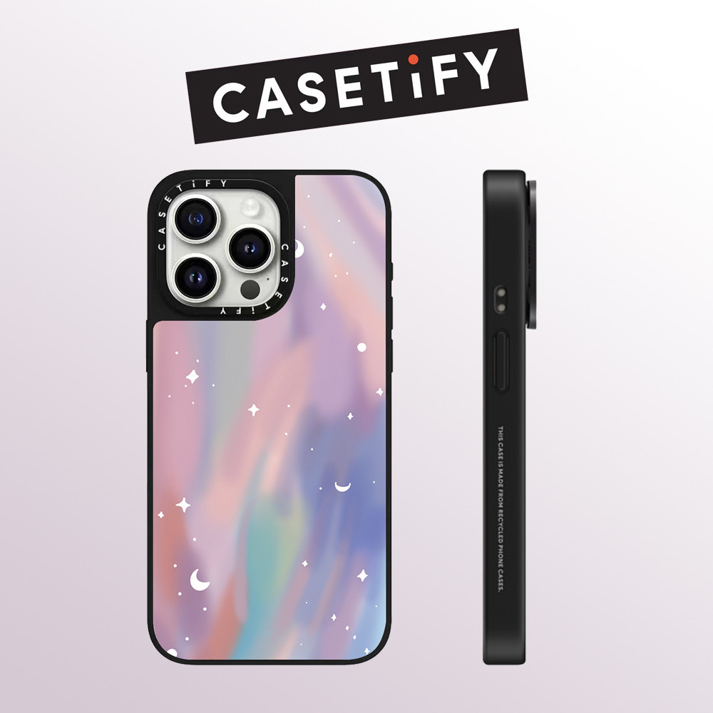 Drop proof CASETIFY เคสโทรศัพท์สําหรับ iPhone 15 plus 15Pro 15promax 14pro 14promax 13 13promax พิมพ์ด้านข้างเคสแข็งสีชมพู Aurora 12 12promax กรณี iPhone 11 กรณีคุณภาพสูง