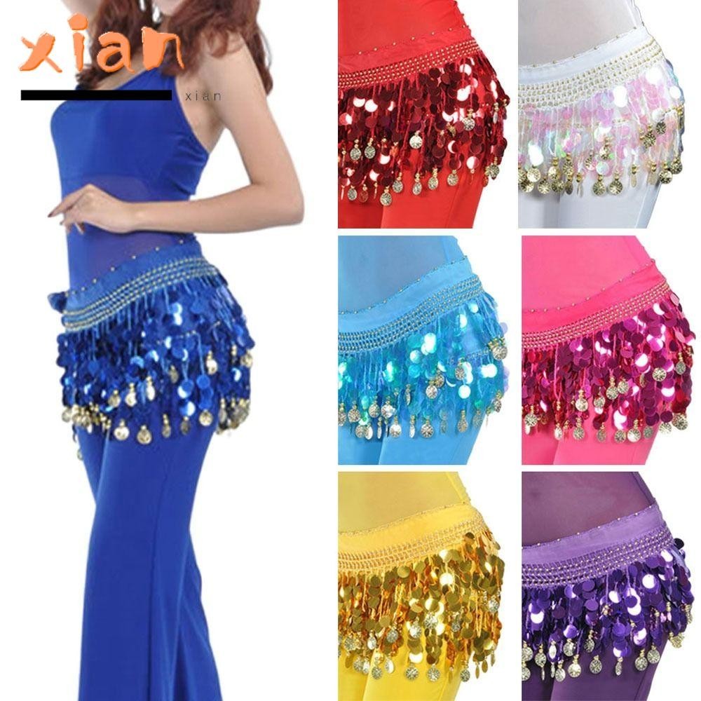 Xianen เข็มขัดเต้นรําหน้าท้องสําหรับประเทศไทย/อินเดีย/Arab พู่แสดงเครื่องแต่งกาย Dancer กระโปรง