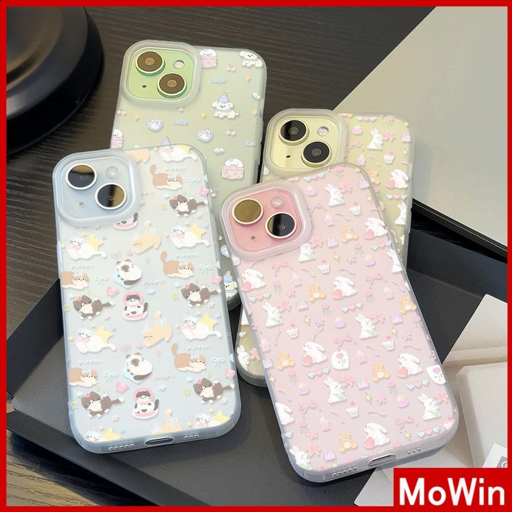 Movin - เคสใส iPhone15 11 Pro Max iPhone เคสใสด้านป้องกันรอยนิ้วมือ TPU นิ่ม รูปการ์ตูนสัตว์น่ารักเต็มหน้าจอ เข้ากันได้กับ iPhone14 13 12 Pro max XS XR 7 8 Plus