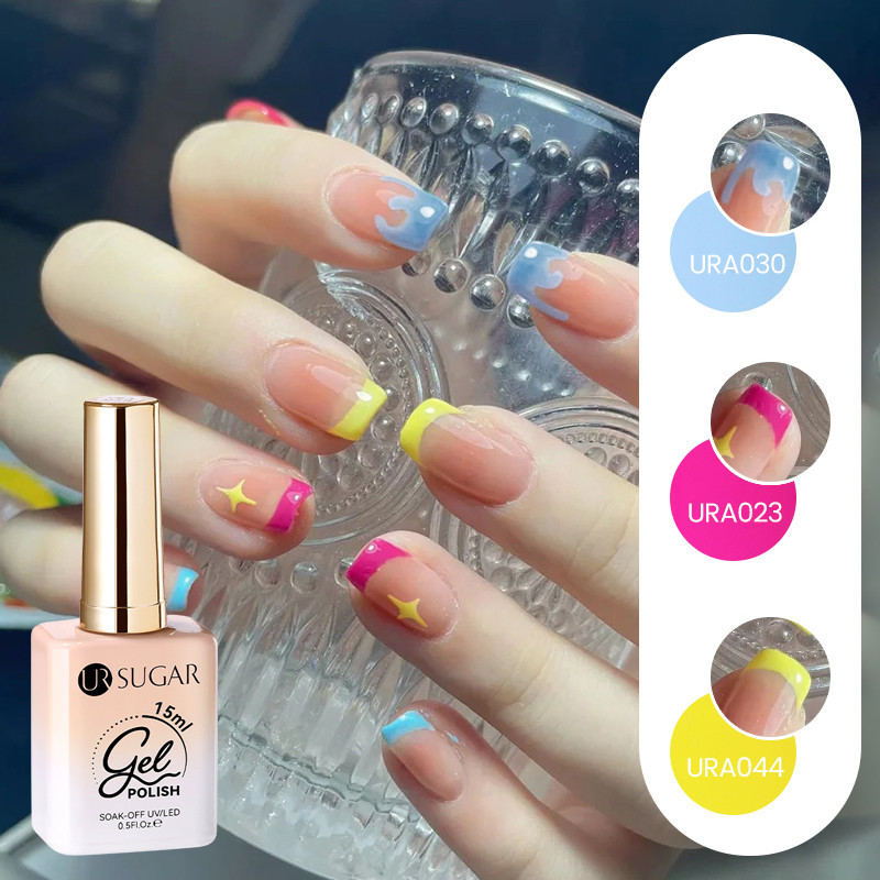 Ur SUGAR เจลสีสันสดใส ติดทนนาน 15ml เล็บเจล Varmaish Soak Off Red Green Yellow UV Gel