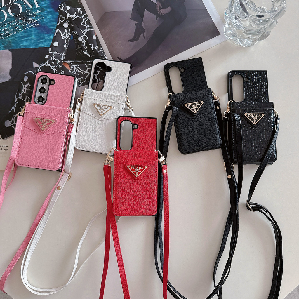 SAMSUNG หรูหราวินเทจพร้อมผู้ถือบัตรเคสโทรศัพท์สําหรับ ซัมซุง กาแลคซี z พับ7 6 5 4 3 2พรีเมี่ยมหรูหราปลอกกันกระแทกสําหรับ z พับ7ออกแบบเฉพาะด้วยเชือกเส้นเล็กกรณีฝาครอบป