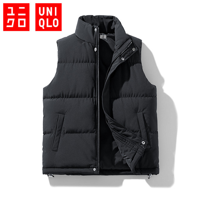 UNIQLO ยูนิโคล่ เสื้อกั๊กผ้าฝ้ายผู้ชาย 2024 เสื้อกั๊กฤดูหนาวใหม่เบาะเสื้อแจ็คเก็ตหนาอบอุ่นเสื้อแจ็คเก็ตลําลองผ้าฝ้ายเสื้อกั๊ก