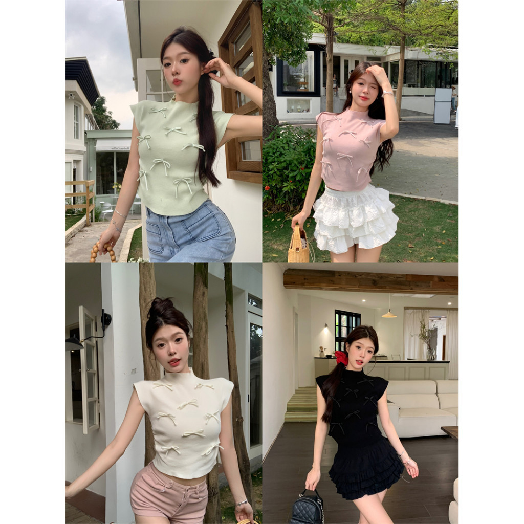 ZETERINDO - WOMEN / MIRABEL TOP / WOMENS SHORT-SLEEVED RIBBON TOP / COQUETTE RIBBON SHIRT / CUTE FAS