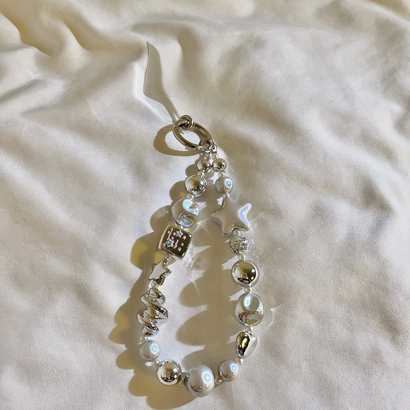 อุปกรณ์เสริมโทรศัพท์มือถือ อิน หวานเย็นสามมิติดาวโบว์สร้อยข้อมือลูกปัดเคสโทรศัพท์พวงกุญแจแบบพกพาป้องกันการสูญหายโซ่แขวนแบบพก - รูปที่ 3