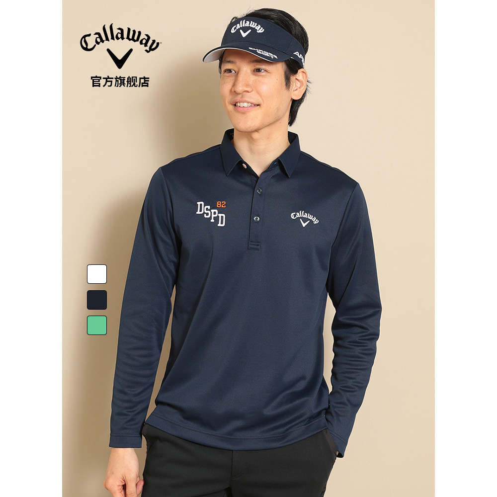 Callaway Callaway Golf ผู้ชายฤดูใบไม้ผลิสไตล์ใหม่เสื้อยืดแขนยาวผู้ชายกีฬาเสื้อโปโลปกผู้ชาย
