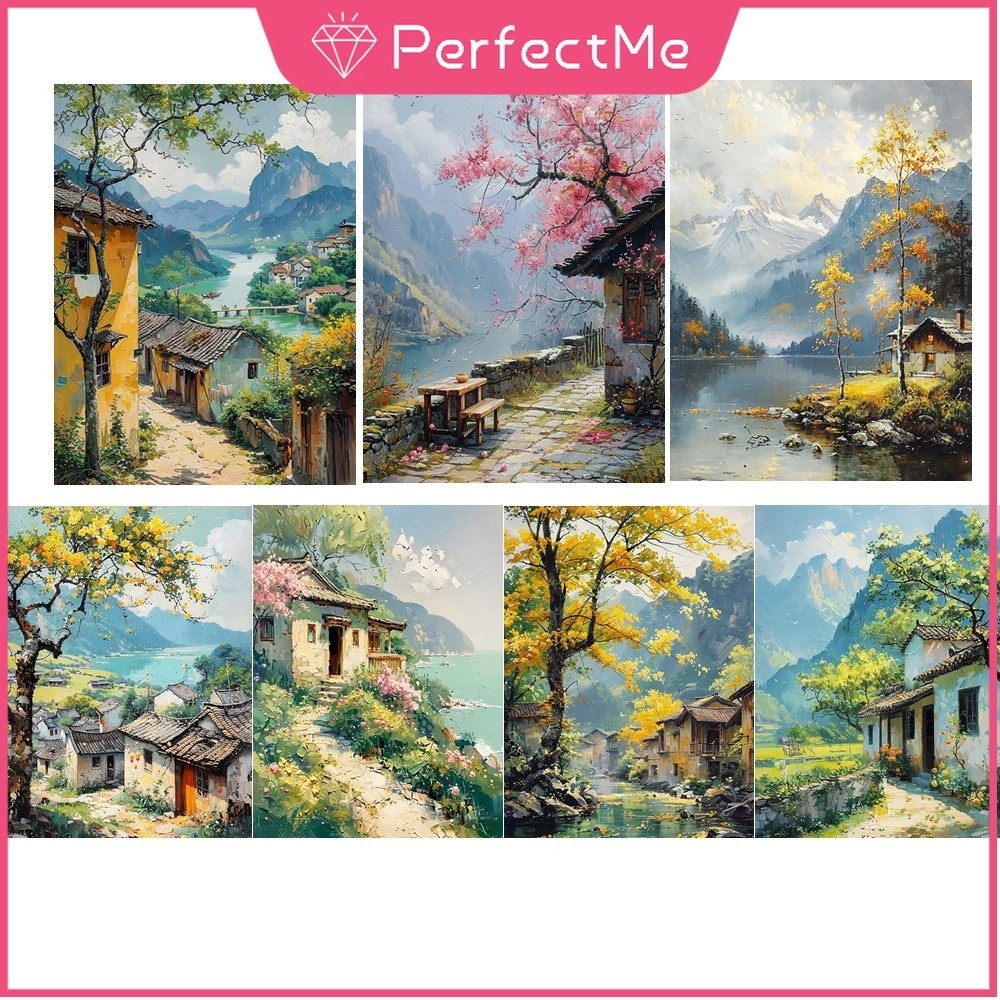 น.พ.ม.ภูมิทัศน์ ภาพวาด5ง ภาพวาดเพชรปักครอสติเพชรเต็มชุดอะคริลิรอบเพชรจิตรกรรมสําหรับตกแต่งบ้านแขวนภาพวาด5245