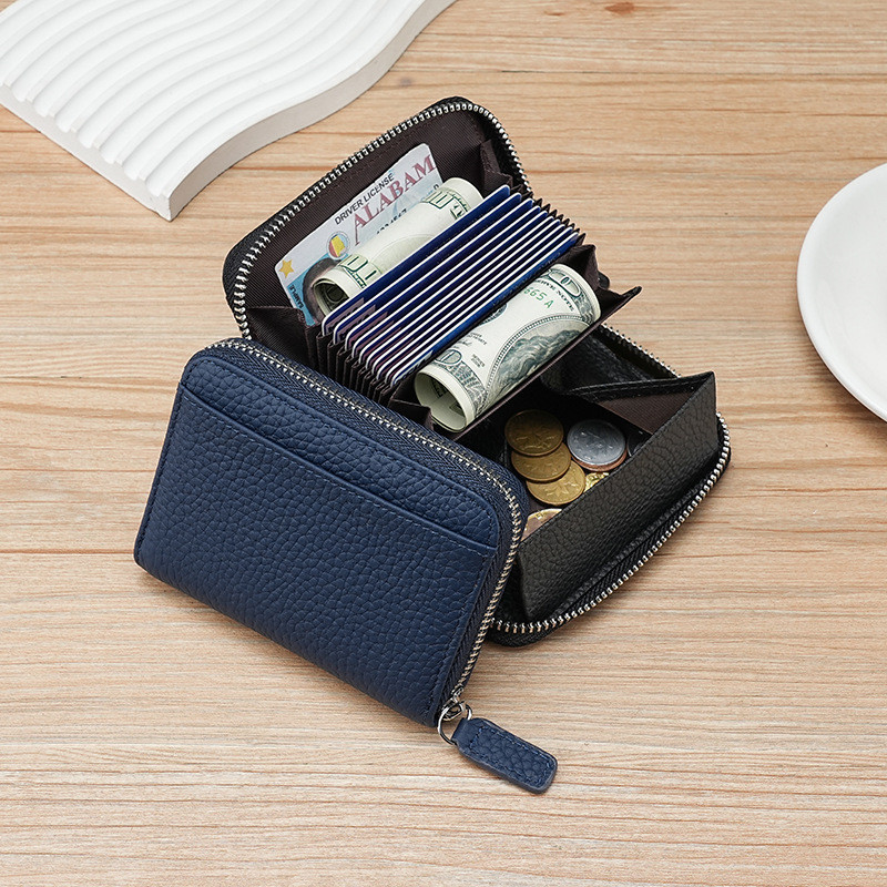 มัลติฟังก์ชั่หนังแท้อวัยวะผู้ถือบัตรผู้ถือบัตร RFID หนังวัว เหรียญกระเป๋าผู้ชายหญิงหลายบัตรกระเป๋าเหรียญ