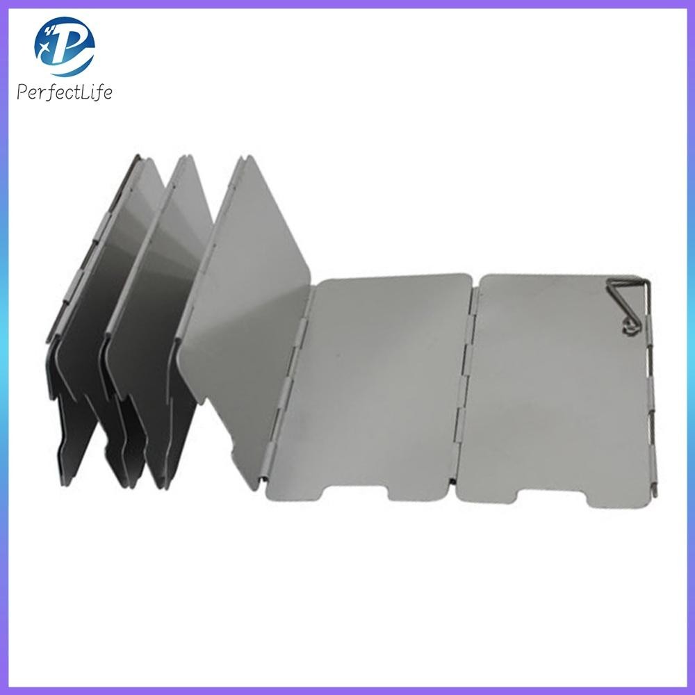 เตาแก๊สกระจกหน้า 9PCS เตาพับได้กลางแจ้งโล่ลมอลูมิเนียมโลหะผสมทนทานมินิสำหรับค่ายปิกนิกเดินทางบาร์บีคิวอุปกรณ์