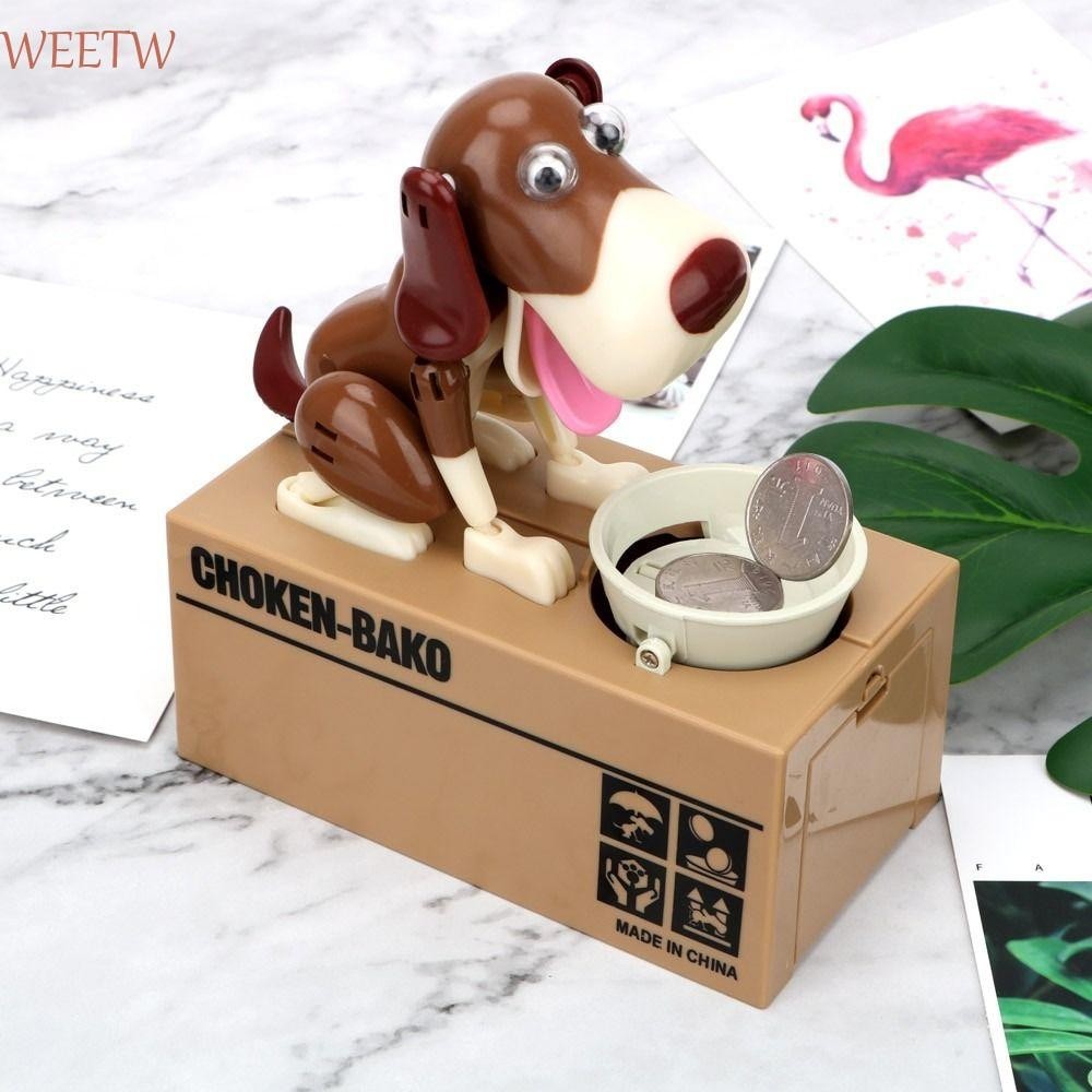 Weekw กล่องเงินสุนัข, กระปุกออมสินอิเล็กทรอนิกส์ลายการ์ตูน Automated, ขโมยน่ารักเหรียญเด็กพลาสติกรูปร่างสุนัขธนาคารออมทรัพย์ของเล่นเด็ก