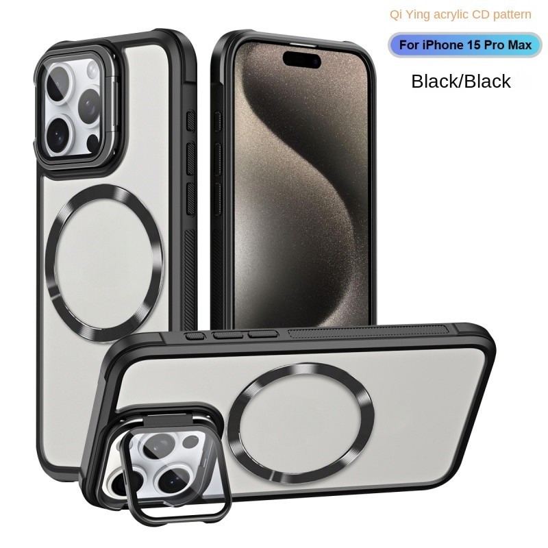 หรูหราแม่เหล็กกล้องเลนส์ป้องกันผู้ถือแหวนกรณีโทรศัพท์สำหรับ iPhone 16 15 14 13 12 11 PRO MAX 16บวกคริลิคที่ชัดเจนขากันกระแทกฮาร์ดปกหลัง