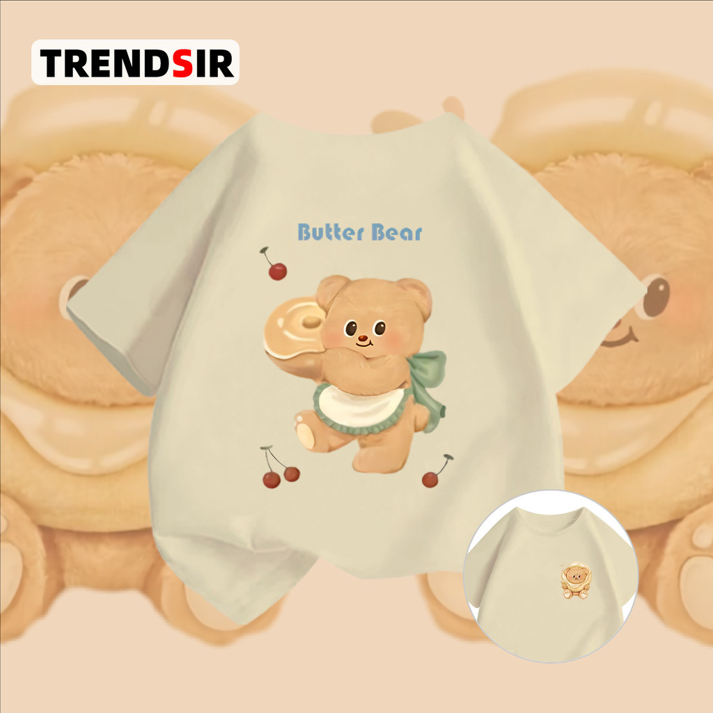 TrendSir NEW เสื้อยืดคอกลมแขนสั้น เสื้อยืดแฟชั่น Butterbear 100% Cotton 6สี 100-140