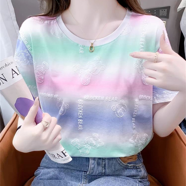 🦄Olivia🦄เสื้อสื้อยืดลายหมีพาสเทล oversize แขนสั้นผู้หญิง #KB12 - รูปที่ 5