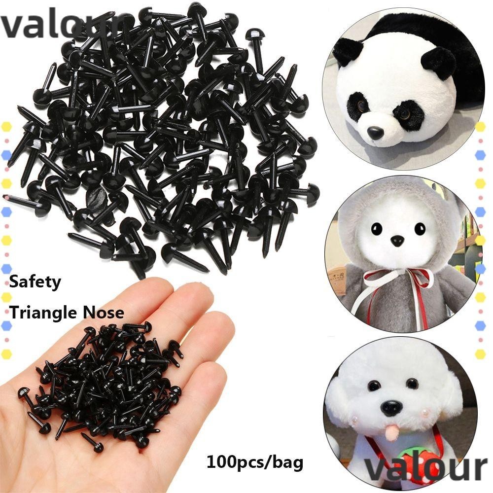 Valour จมูกตุ๊กตา ทรงสามเหลี่ยม ขนาดเล็ก สีดํา สําหรับตุ๊กตาสุนัข 100 ชิ้น ต่อถุง