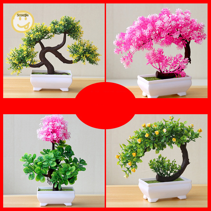 Scoutjie พืชประดิษฐ์กระถางต้นไม้ Faux Potted บ้านสวนตกแต่งปีใหม่ของขวัญวันแม่ TH